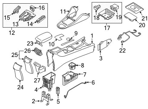 2018 Hyundai Ioniq Center Console Cover Assembly-Console End Diagram for 84690-G2010-WMP