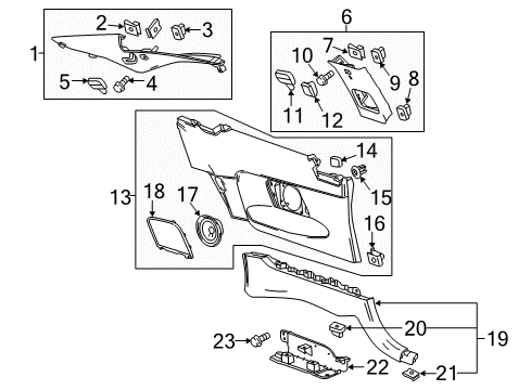 2015 Cadillac ATS Interior Trim - Quarter Panels Lock Pillar Trim Diagram for 23496548