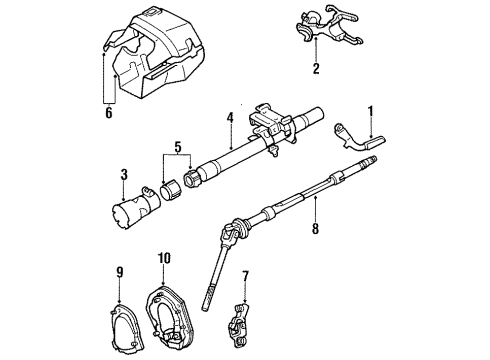 1989 Toyota Tercel Steering Column Housing & Components, Shaft & Internal Components, Shroud, Switches & Levers Cylinder & Key Set Diagram for 69057-32121