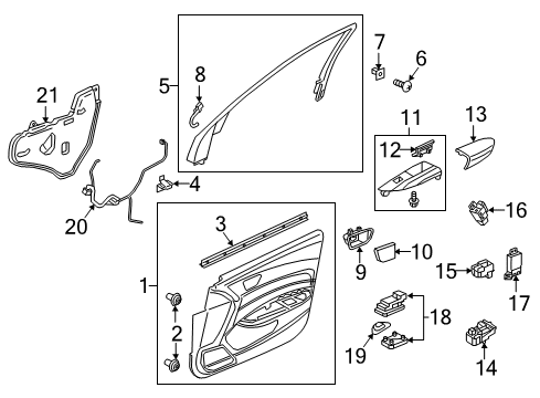 2016 Acura TLX Front Door Armrest A (Premium Black) Diagram for 83552-TZ3-A01ZD