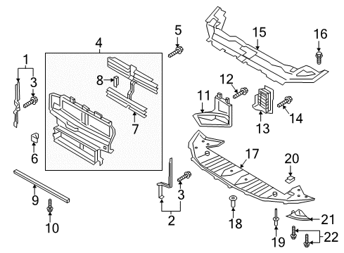 2019 Lincoln Continental Radiator Support - Under Cover & Splash Shields Shutter Screw Diagram for -W507122-S450