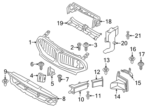 2021 BMW M8 Gran Coupe Radiator Support Holder, Supplementary Cooler, Top Left Diagram for 51647357219
