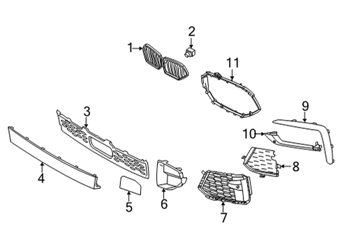 2021 BMW X6 Grille & Components TRIM ON GRILL, SIDE, LEFT Diagram for 51118092247