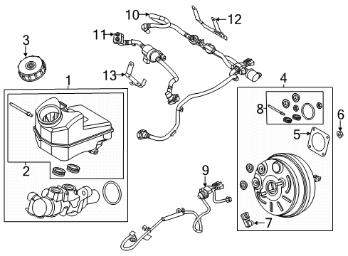 2021 Ford Escape Hydraulic System Master Cylinder Reservoir Diagram for JX6Z-2140-K