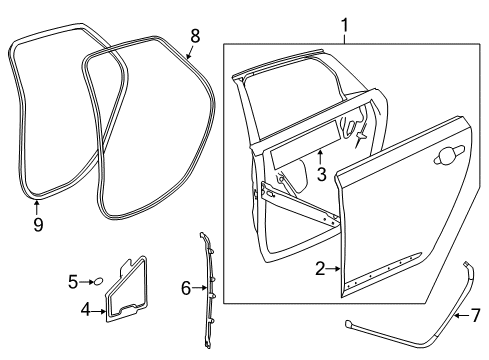 2015 Cadillac XTS Rear Door Rear Weatherstrip Diagram for 23297408