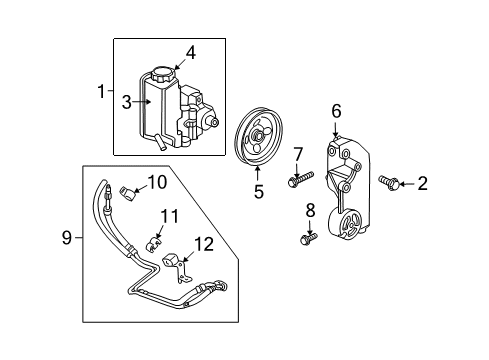 2010 Hummer H3T P/S Pump & Hoses, Steering Gear & Linkage Pump, P/S Diagram for 94732038