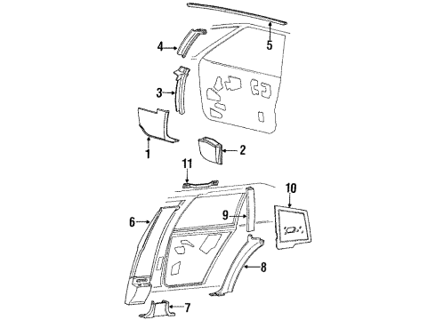 1992 Cadillac Brougham Interior Trim PANEL, Lock Pillar Trim Diagram for 20704936