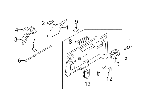 2015 Ford Expedition Interior Trim - Quarter Panels Quarter Trim Panel Diagram for FL1Z-4031013-AE