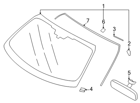 2022 Toyota GR86 Glass, Reveal Moldings Mirror Diagram for SU003-08572
