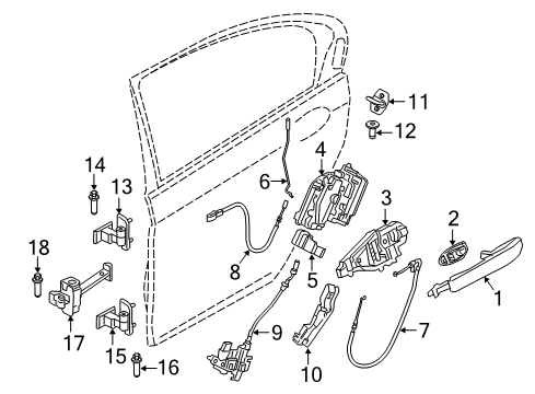 2021 BMW 530i xDrive Front Door Sealing Tailgate Lock Rear Left Diagram for 51227432885