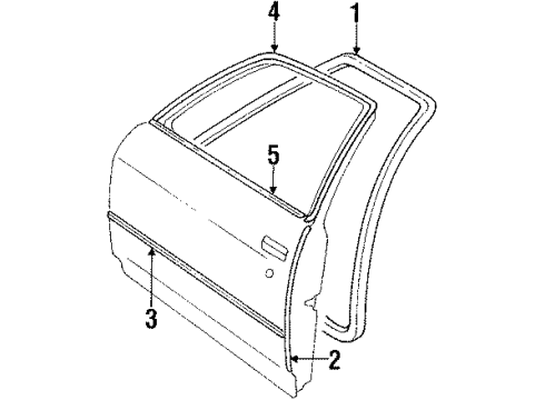 1985 Pontiac T1000 Front Door Weatherstrip, Front Side Door Diagram for 20036126