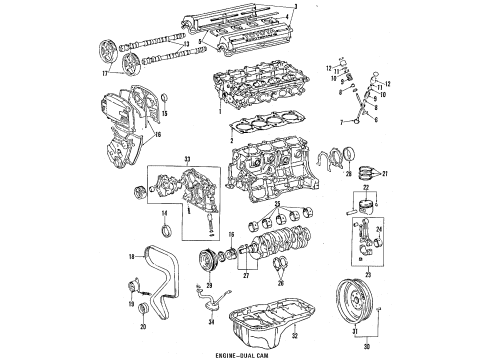 1989 Toyota Celica Engine Parts, Mounts, Cylinder Head & Valves, Camshaft & Timing, Oil Pan, Oil Pump, Crankshaft & Bearings, Pistons, Rings & Bearings Cover, Timing Belt Diagram for 11321-74030