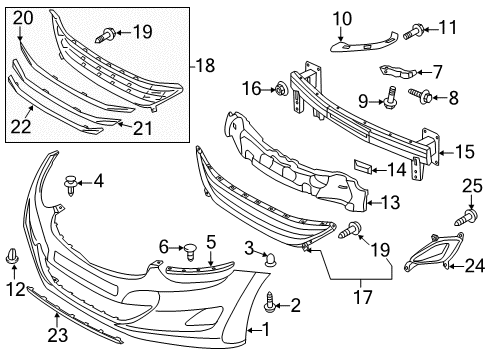 2013 Hyundai Elantra Front Bumper Front Bumper Lip Assembly Diagram for 86591-3X000