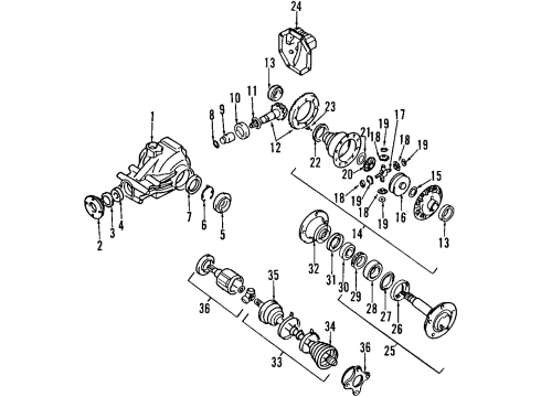 1992 Mitsubishi 3000GT Rear Axle, Axle Shafts & Joints, Differential, Propeller Shaft Cover Rear Axle Shaft Diagram for MB393803