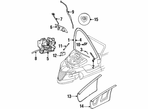 1999 Plymouth Prowler Hood & Components, Exterior Trim Hood Latch Diagram for 4624422AB