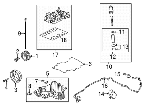 2021 Ford Bronco Filters Oil Pan Front Seal Diagram for KT4Z-6710-B