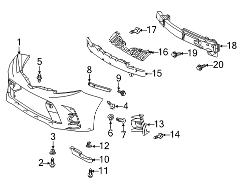 2020 Toyota Sienna Front Bumper Energy Absorber Diagram for 52611-08070
