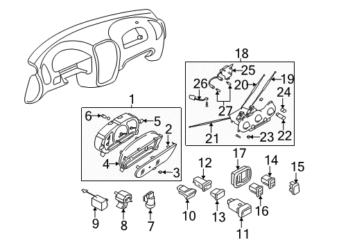 2003 Hyundai Accent Switches Cluster Assembly-Instrument(Mph) Diagram for 94004-25701