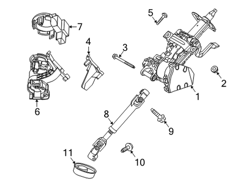 2022 Ford Bronco Sport Steering Column Assembly Lower Boot Diagram for JX6Z-3D677-C