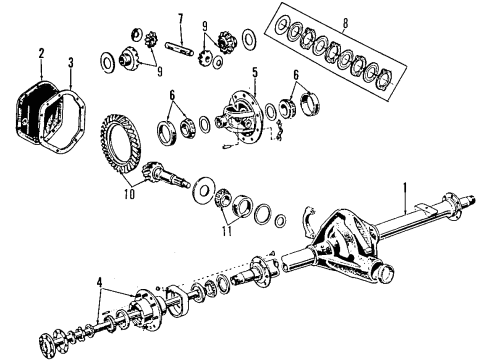 2000 Ford E-350 Super Duty Rear Axle, Differential, Propeller Shaft Ring & Pinion Diagram for YC2Z-4209-CA