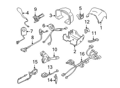 2005 Cadillac DeVille Shroud, Switches & Levers Switch Asm-Turn Signal & Headlamp & Headlamp Dimmer & Windshield Wiper Diagram for 1999316