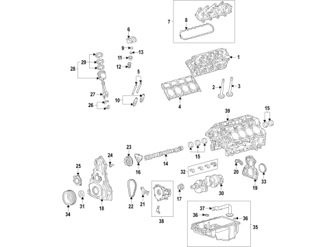 2021 Chevrolet Express 3500 Engine Parts, Mounts, Cylinder Head & Valves, Camshaft & Timing, Variable Valve Timing, Oil Pan, Oil Pump, Adapter Housing, Balance Shafts, Crankshaft & Bearings, Pistons, Rings & Bearings Side Mount Diagram for 84894743