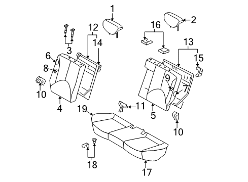 2009 Hyundai Accent Rear Seat Rear Seat Cushion Covering Assembly Diagram for 89160-1E070-MFK