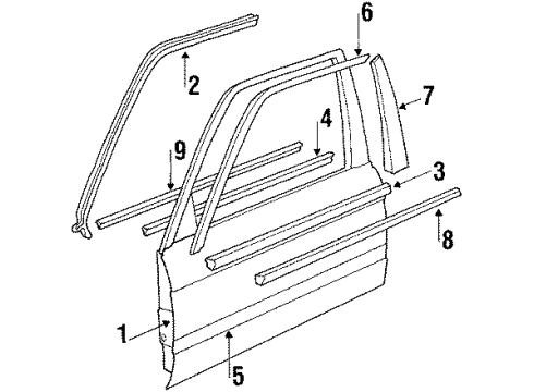 1990 BMW 325is Front Door Moulding Door Front Right Diagram for 51131953930