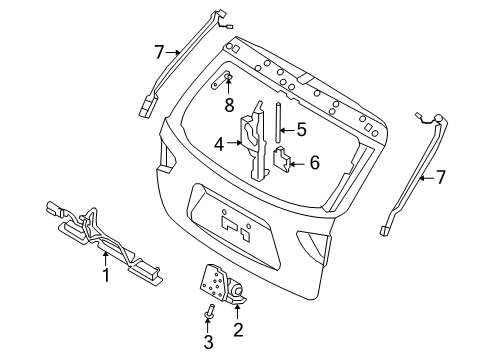 2011 Hyundai Veracruz Tail Gate Tail Gate Latch Assembly Diagram for 81230-3J100