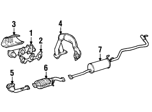 1997 Toyota T100 Exhaust Manifold Exhaust Tail Pipe Assembly Diagram for 17430-62210