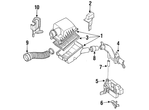 1990 Ford Probe Air Inlet Air Duct Diagram for E92Z9A624B