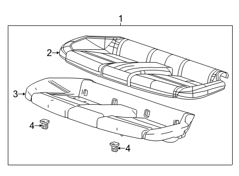 2014 Cadillac ATS Rear Seat Components Cushion Assembly Diagram for 23191908
