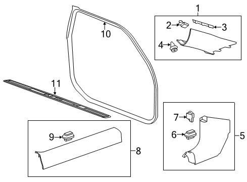 2013 Chevrolet Camaro Interior Trim - Pillars, Rocker & Floor Weatherstrip Pillar Trim Diagram for 23115739