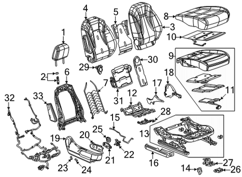 2021 Buick Envision Passenger Seat Components Adjust Knob Diagram for 84497607