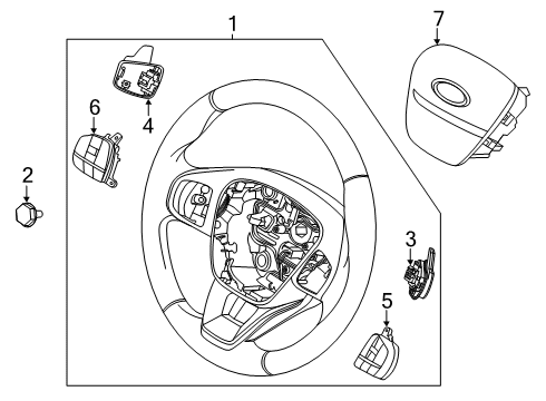 2022 Ford Escape Steering Wheel & Trim Paddle Switch Diagram for H1BZ-3F884-C