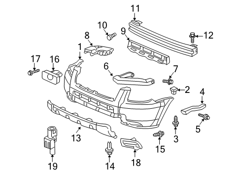 2008 Honda Pilot Front Bumper Bracket, L. Bumper (Upper) Diagram for 71147-S9V-A00