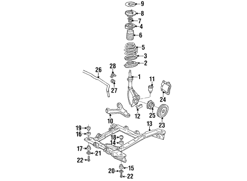 1990 Chevrolet Lumina Front Suspension Components, Lower Control Arm, Stabilizer Bar Retainer & Mount Kit-Front Suspension Strut Diagram for 12338814