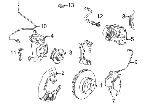 2003 BMW 760Li Brake Components Bracket For Pulse Generator, Left Diagram for 34526781557