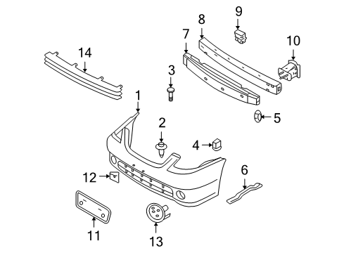 2005 Nissan Altima Front Bumper Bracket-Front Bumper Side, LH Diagram for 62223-8J000