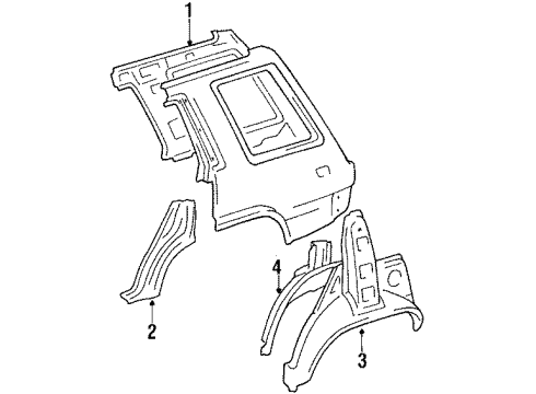 1985 Toyota Tercel Quarter Panel - Inner Components Panel, Quarter Wheel House, Inner LH Diagram for 61608-16180