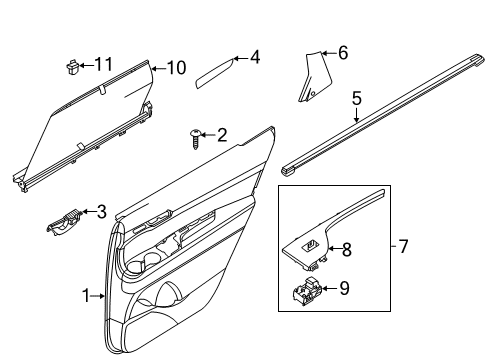 2020 Hyundai Palisade Rear Door Cover Assembly-RR Dr Pull HDL, LH Diagram for 83732-S8000-CA