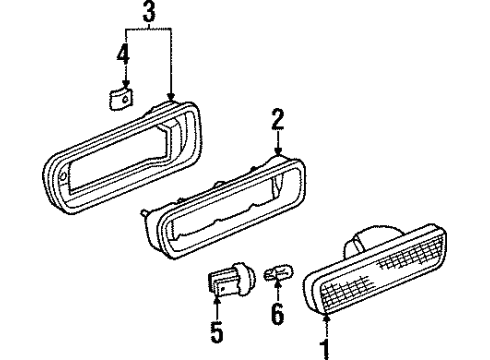 1998 Honda Prelude Bulbs Lamp Unit, Passenger Side Diagram for 33801-S30-A01