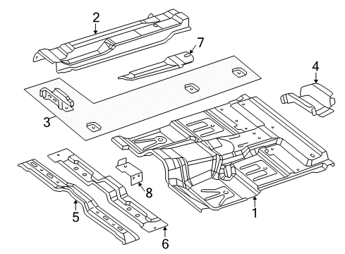 2002 Dodge Dakota Cab - Floor Panel-Center Floor Diagram for 55257449AA