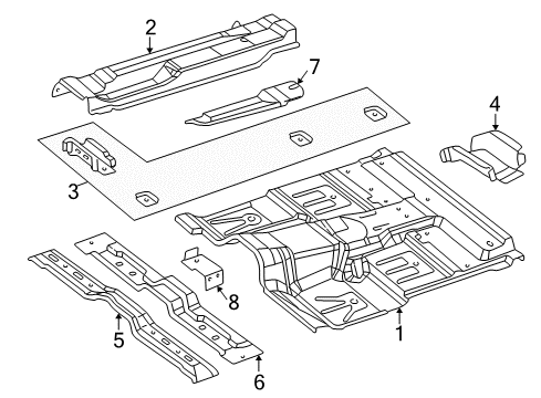 1999 Dodge Dakota Cab - Floor Panel-Center Floor Diagram for 55257107AC