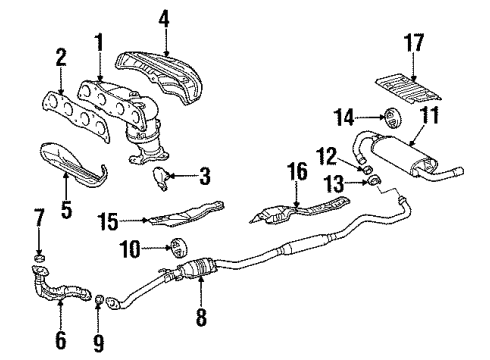 2003 Toyota Matrix Exhaust Components Heat Shield Diagram for 58327-01030