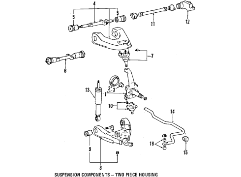 1987 Toyota 4Runner Front Suspension Components, Lower Control Arm, Upper Control Arm, Stabilizer Bar Shaft Bushings Diagram for 48815-30050