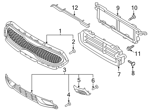 2018 Kia Niro Grille & Components Front Bumper Grille Diagram for 86560G5000