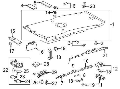 Diagram for 2014 Toyota FJ Cruiser Interior Trim - Roof 