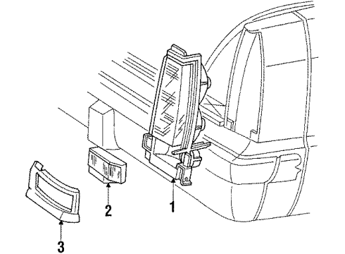 1988 Chrysler New Yorker Tail Lamps, License Lamps Lamp Quarter Ext TST/SIG & Back Up Diagram for 4523168