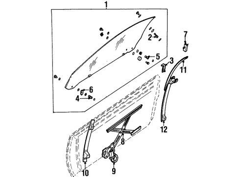 1993 Nissan 300ZX Door & Components Guide Rail-Door Window, Upper RH Diagram for 80260-30P00